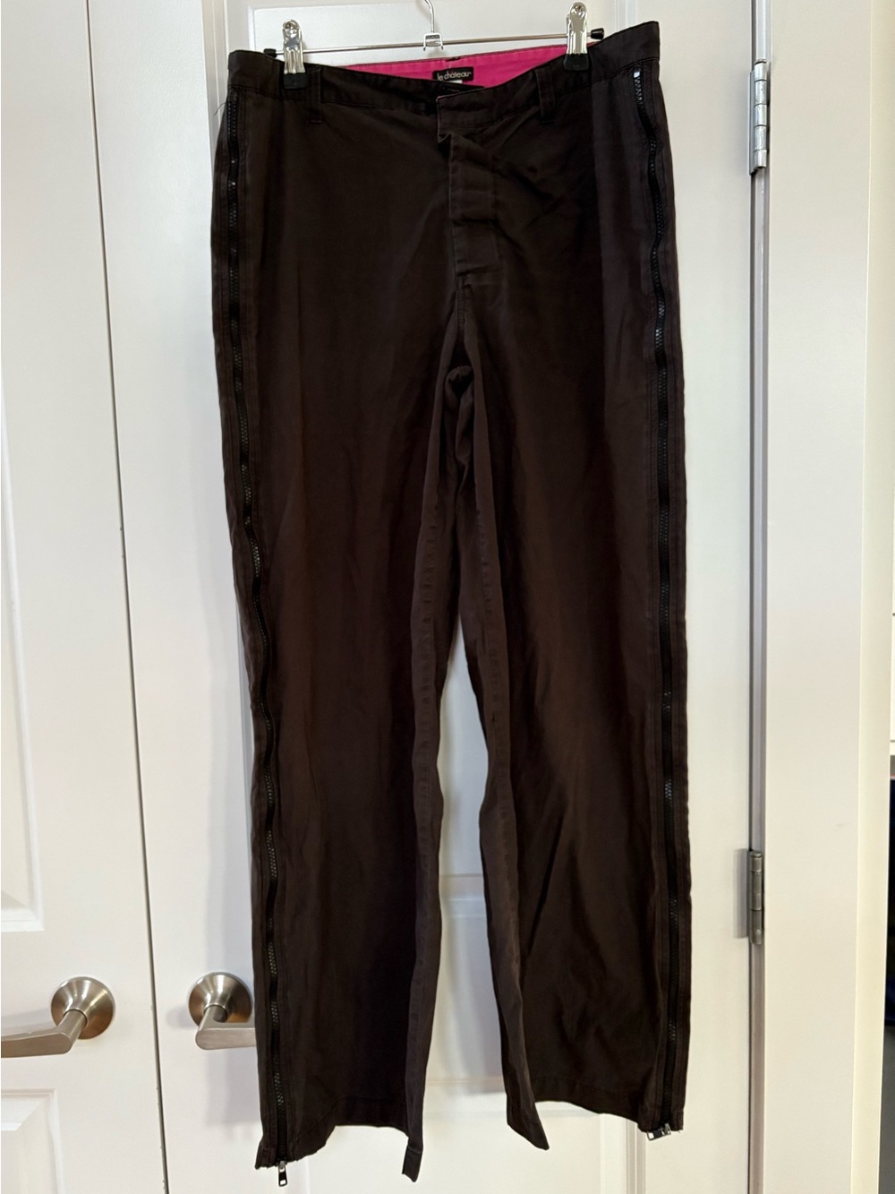 le chateau Women’s Flare Wide Leg Y2K Vintage black Pants Side Zipper EDM Rave